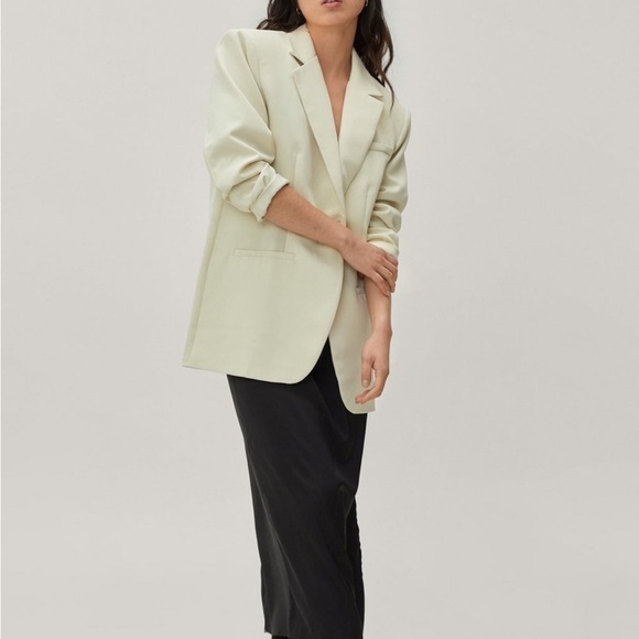 NWT Nasty Gal Oversized Single Breasted Blazer in Sage Size 6 - Picture 1 of 10